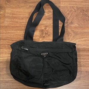 Vintage Authentic Prada Black Nylon Tote Bag